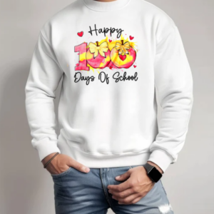 Happy 100 Day Of School Coquette Bow Pencil Teacher T-Shirt Unisex Sweatshirt