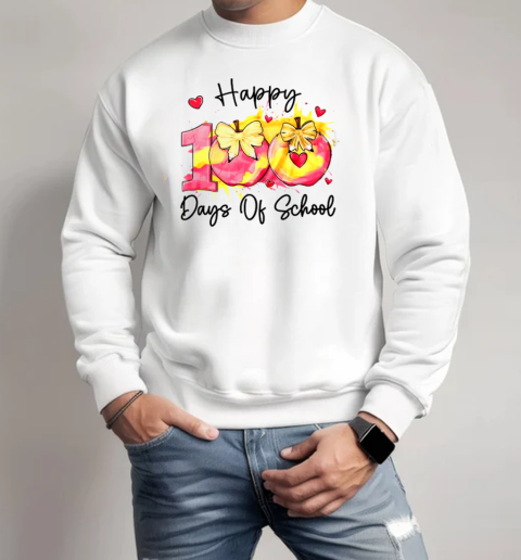 Happy 100 Day Of School Coquette Bow Pencil Teacher T-Shirt Unisex Sweatshirt