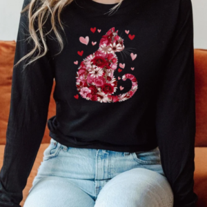 Happy Meowentine's Day Funny Girls Cat Valentines Day T-Shirt Long Sleeved T-shirt