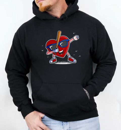 Heart Baseball Dabbing Heart Valentine's Day T-Shirt Unisex Hoodie