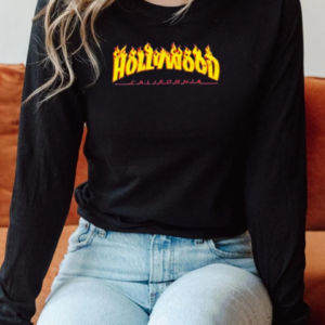Hollywood California Flames T-Shirt Long Sleeved T-shirt 