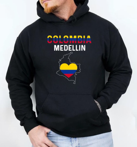 I Love Medellin Colombia Flag Map Colombian Pride Camiseta T-Shirt Unisex Hoodie