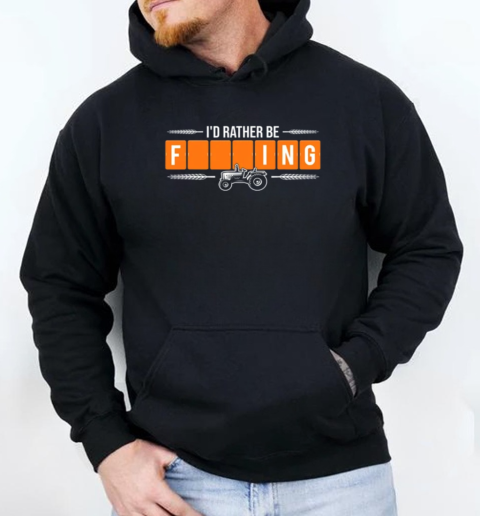 I'd Rather Be Farming Funny Farmer Tractors Word Puzzle T-Shirt Unisex Hoodie