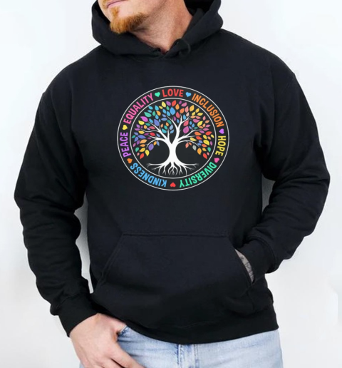 Kindness Peace Equality Love Inclusion Hope Diversity Retro T-Shirt Unisex Hoodie