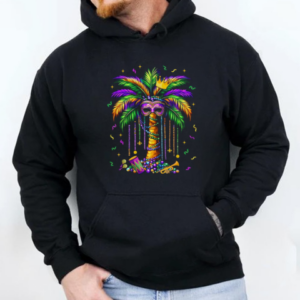 Mardi Gras Palm Tree Hawaiian Tropical Party T-Shirt Unisex Hoodie