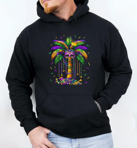 Mardi Gras Palm Tree Hawaiian Tropical Party T-Shirt Unisex Hoodie