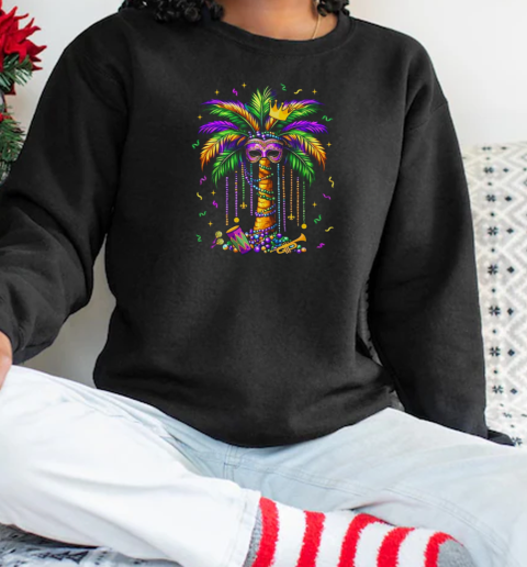 Mardi Gras Palm Tree Hawaiian Tropical Party T-Shirt Unisex Sweatshirt