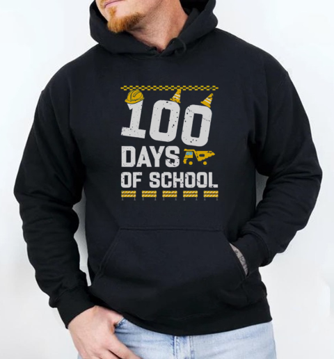 Official 100 Days Of School Construction Vehicles T-Shirt Unisex Hoodie