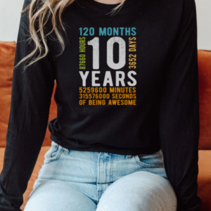 Official 120 Months 10th Birthday Vintage T-Shirt Long Sleeved T-shirt 