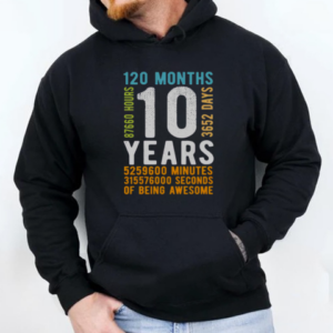 Official 120 Months 10th Birthday Vintage T-Shirt Unisex Hoodie