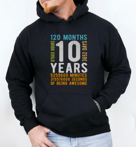 Official 120 Months 10th Birthday Vintage T-Shirt Unisex Hoodie