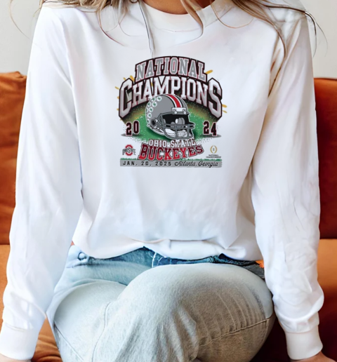 Ohio State Buckeyes CFP National Champions 2024 College Football Playoff Jan 20 2025 Atlanta Georgia Helmet T-Shirt Long Sleeved T-shirt