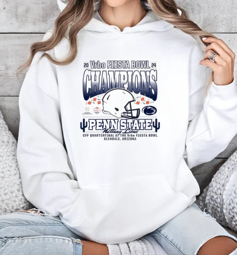 Penn State Nittany Lions 2024 CFP Quarterfinal At The Vrbo Fiesta Bowl Champions Glendale Arizona Helmet  Unisex Hoodie