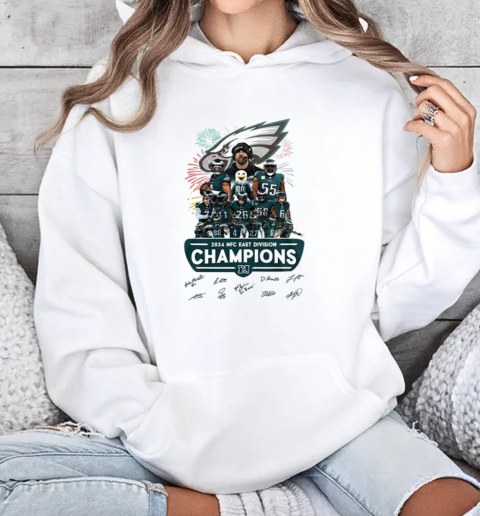 Philadelphia Eagles 2024 NFC East Division Champs White Version  Unisex Hoodie