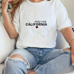 Pray For California Printed heart T-Shirt Classic Women's T-shirt