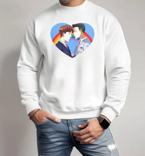 Rainbow Heart LGBT Valentine's Day Matching Couple T-Shirt Unisex Sweatshirt