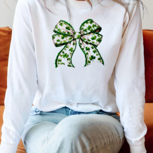 Retro Coquette Patrick's Day St Patty's Day Lucky Shamrock T-Shirt Long Sleeved T-shirt 
