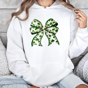 Retro Coquette Patrick's Day St Patty's Day Lucky Shamrock T-Shirt Unisex Hoodie