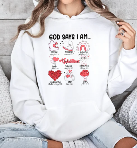 Retro God Says I Am Christian Valentines Day Self Love T-Shirt Unisex Hoodie