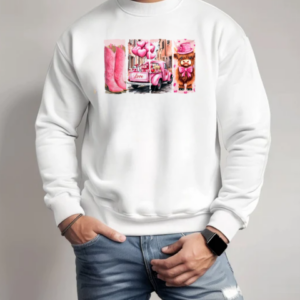 Retro Valentines Day Town Western Highland Cow T-Shirt Unisex Sweatshirt