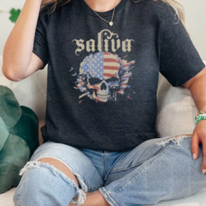 Saliva Click Click Boom Skull American Flag T-Shirt Classic Women's T-shirt