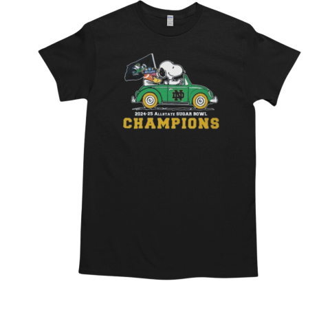 Snoopy Driving Car Notre Dame Fighting Irish Allstate Sugar Bowl Champions 2024 2025 T-Shirt