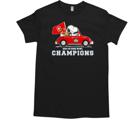 Snoopy Driving Car Ohio State Buckeyes Rose Bowl Champions 2024 2025 T-Shirt