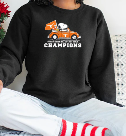 Snoopy Woodstock Texas Longhorns 2024 25 Peach Bowl Champions T-Shirt Unisex Sweatshirt