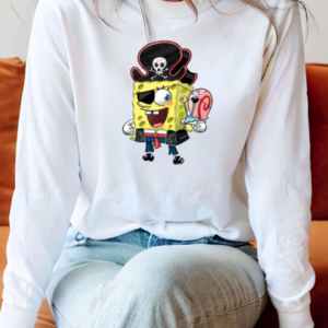 Spongebob Captain Pirate T-Shirt Long Sleeved T-shirt 