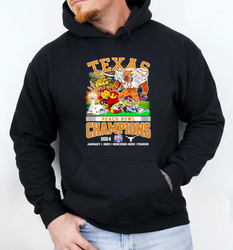 Texas Happy New Year Peach Bowl Champions 2024 mascot  Unisex Hoodie