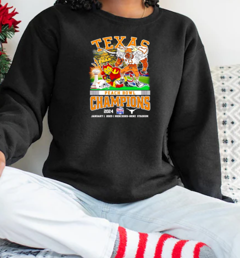 Texas Happy New Year Peach Bowl Champions 2024 mascot  Unisex Sweatshirt