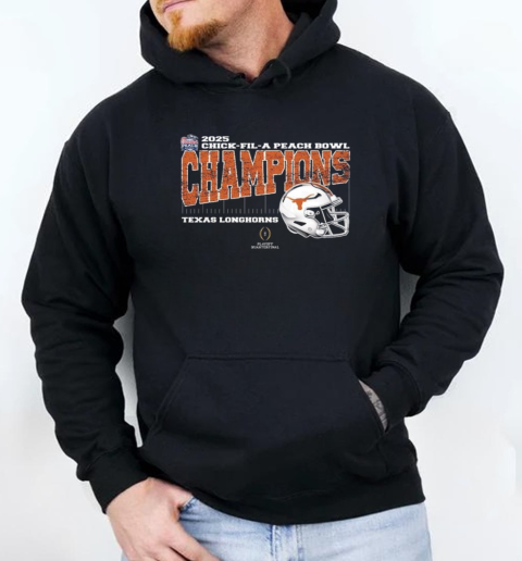 Texas Longhorns 2025 Chick fil A Peach Bowl Champions College Football Playoff Quarterfinal Vintage Style With Helmet  Unisex Hoodie