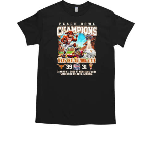 Texas Longhorns Beat Arizona State 2025 Peach Bowl Champions T-Shirt