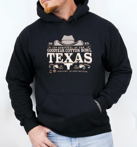 Texas Longhorns Burnt Orange Football 2025 Cotton Bowl Bound Jan 10 Arlington  Unisex Hoodie
