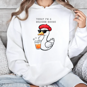 Top Today I Am A Serious Goose Funny Beret And Sunglasses T-Shirt Unisex Hoodie