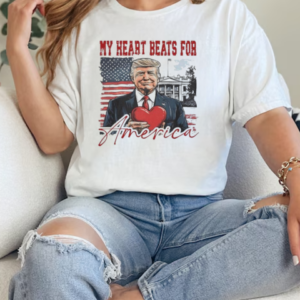 Trump Valentine My Heart Beats for America 2025 T-Shirt Classic Women's T-shirt