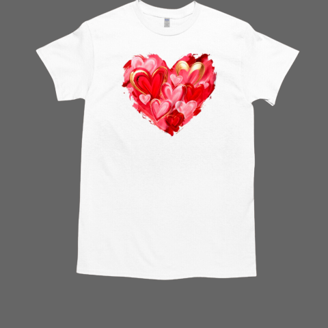 Valentine Day Heart Brushstroke Heart Designs Women Girls T-Shirt