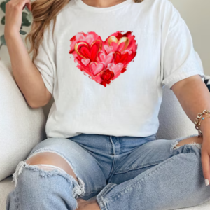 Valentine Day Heart Brushstroke Heart Designs Women Girls T-Shirt Classic Women's T-shirt