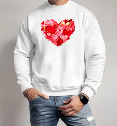 Valentine Day Heart Brushstroke Heart Designs Women Girls T-Shirt Unisex Sweatshirt