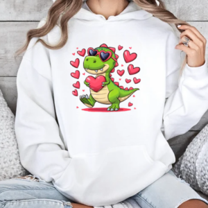Valentine's Day T Rex Dino Love Valentine Dinosaur T-Shirt Unisex Hoodie