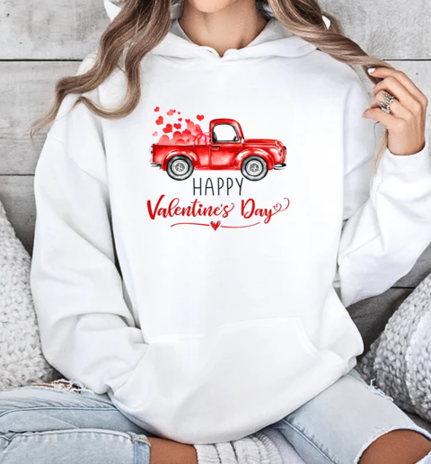 Valentines Day Truck Heart Carrying Love Heart T-Shirt Unisex Hoodie