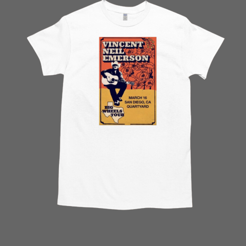 Vincent Neil Emerson March 16th, 2025 Quartyard, San Diego CA Show T-Shirt