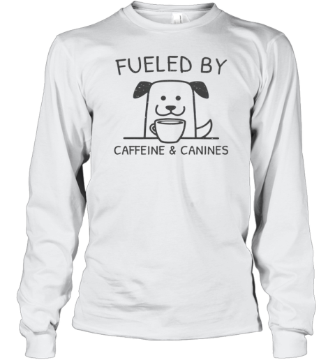 Cute Caffeine And Canines Funny Coffee Dog Lover Morning T-Shirt Long Sleeved T-shirt