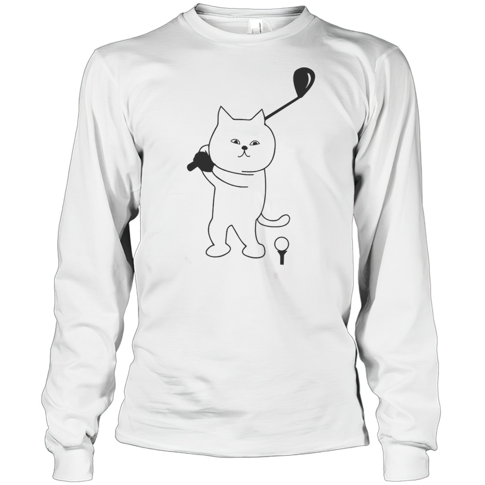 Cute Golf Cat Dad T-Shirt Long Sleeved T-shirt