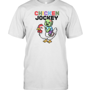 Funny Chicken Jockey Zombie Pixel Art Zombie Gamer Style T-Shirt