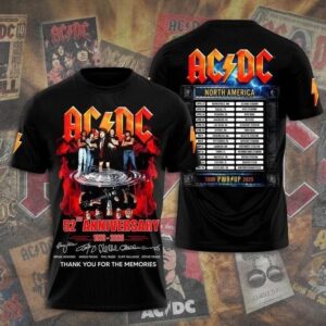 ACDC 2025 North America PWRUP Tour 52 Years Tour 3D Shirt