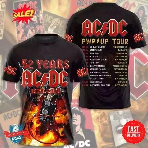 ACDC 3D Shirt 1973-2025 Pwr Up Tour Tshirt