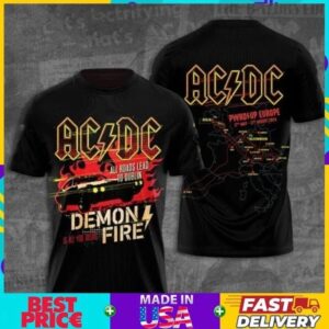 ACDC Demon Fire PWR Up Tour 2025 Music 3D T-Shirt