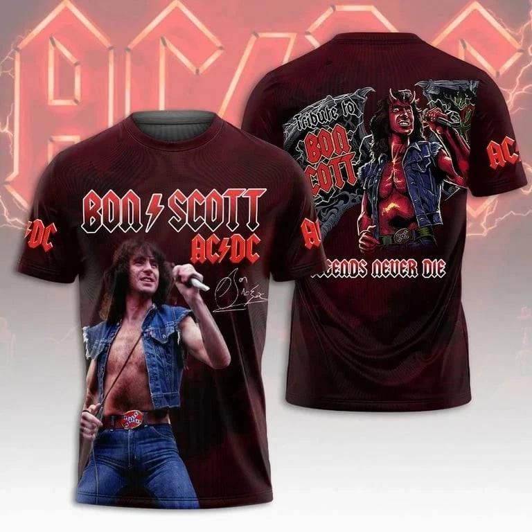 ACDC TOUR 2025 Bon Scott- Legends Never Die 3D Shirt