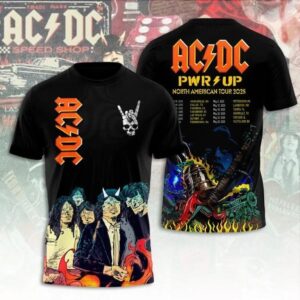 ACDC flaming guitar shirt